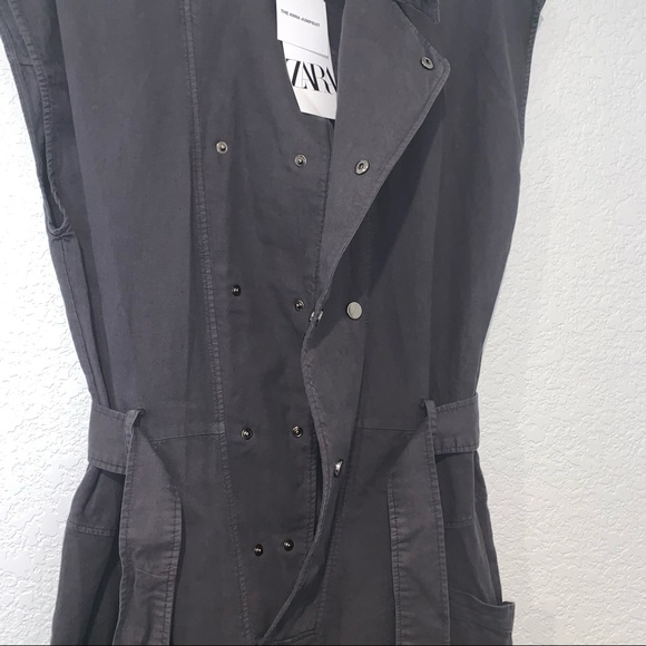 NEW $119 Zara Cotton Linen Blend Utility Jumpsuit with Belt Large FW21 4043/272 - Picture 10 of 15